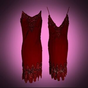 Elegant Red Beaded Dress